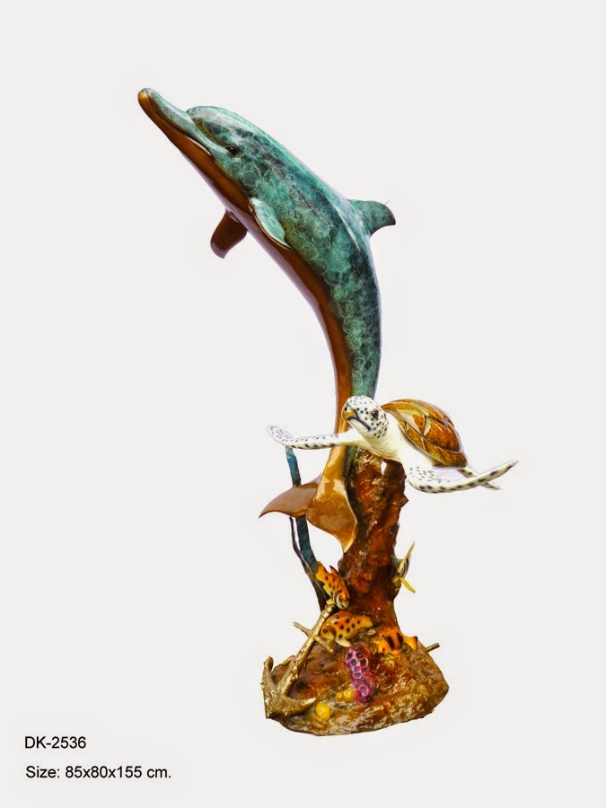Bronze Dolphin and Turtle - Click Image to Close